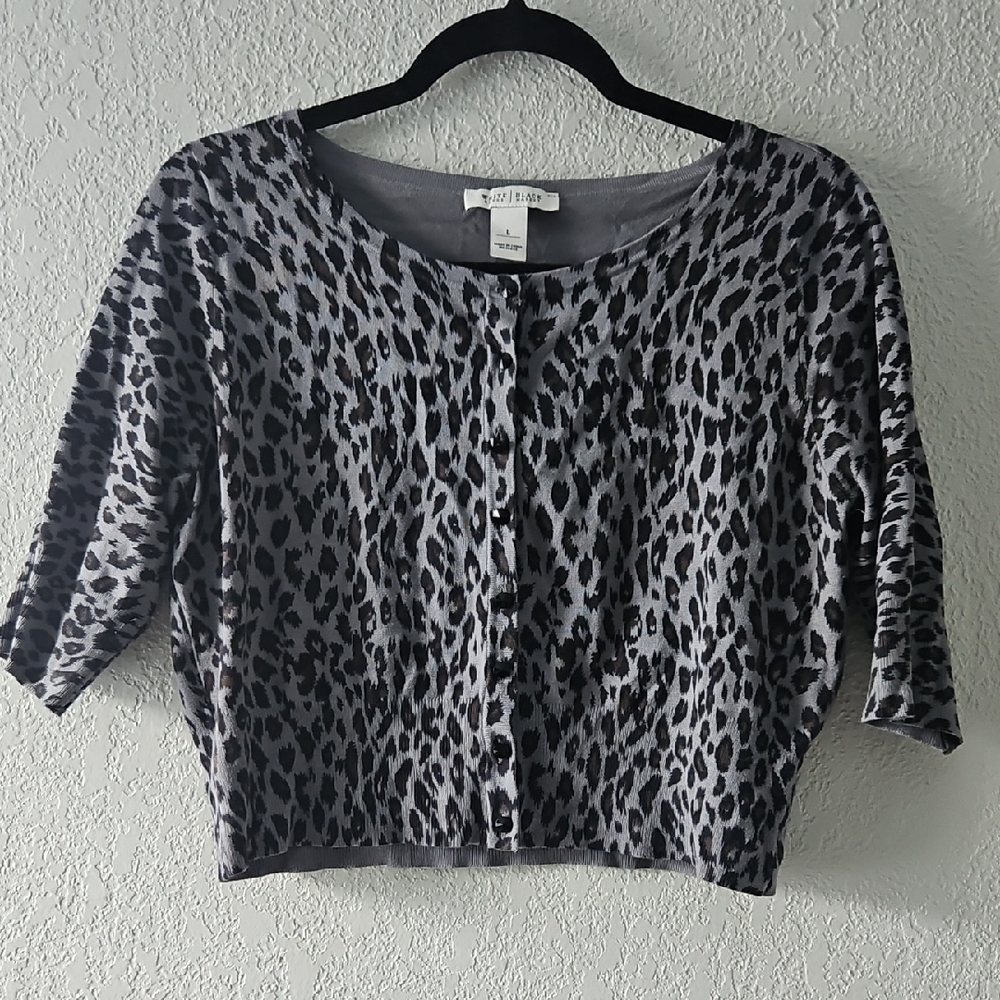 White House Black Market Animal Print Cardigan